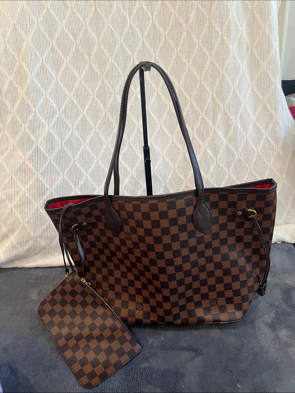 Classic Checkerboard Tote Bag in Brown NON DESIGNER JUST A PURSE!!!
